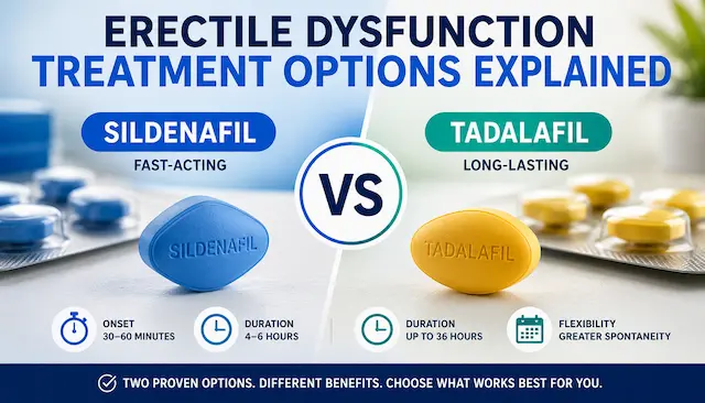 Erectile Dysfunction Treatment Options Explained – Sildenafil vs Tadalafil